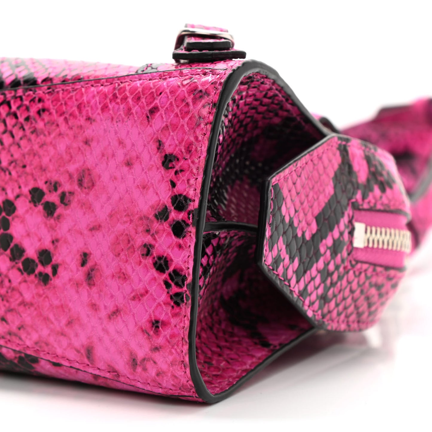 Calfskin Python Effect Neo Classic Silver Hardware Mini City Fuchsia Black