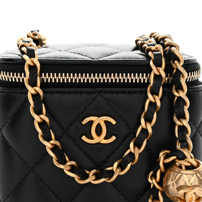 Chanel Lambskin Quilted Mini Pearl Crush Vanity Case With Chain Black 8 of 11