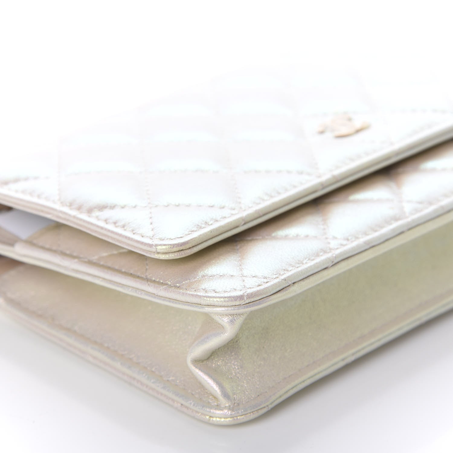 Chanel Iridescent Lambskin Quilted Wallet On Chain WOC Ivory 6 of 12