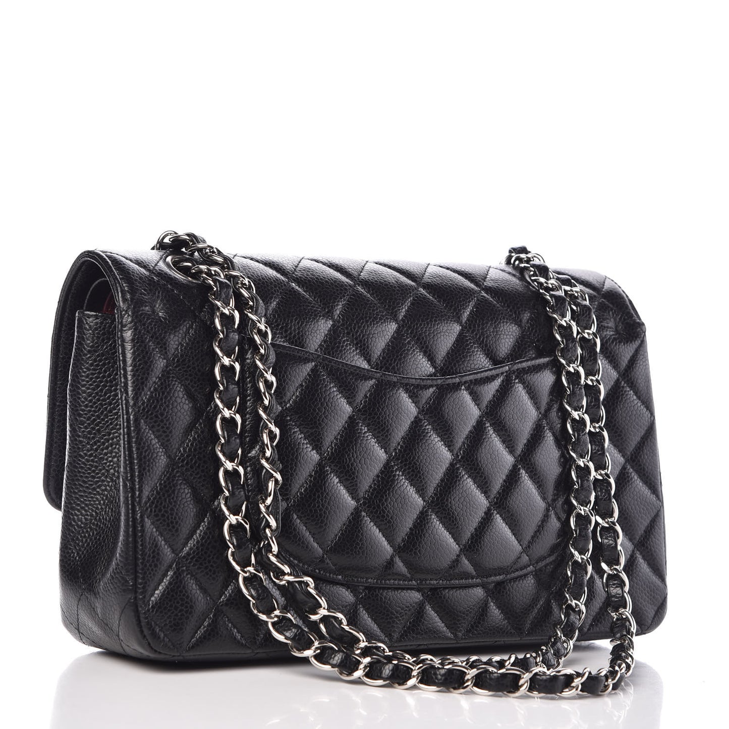 Caviar Quilted Medium Double Flap Black