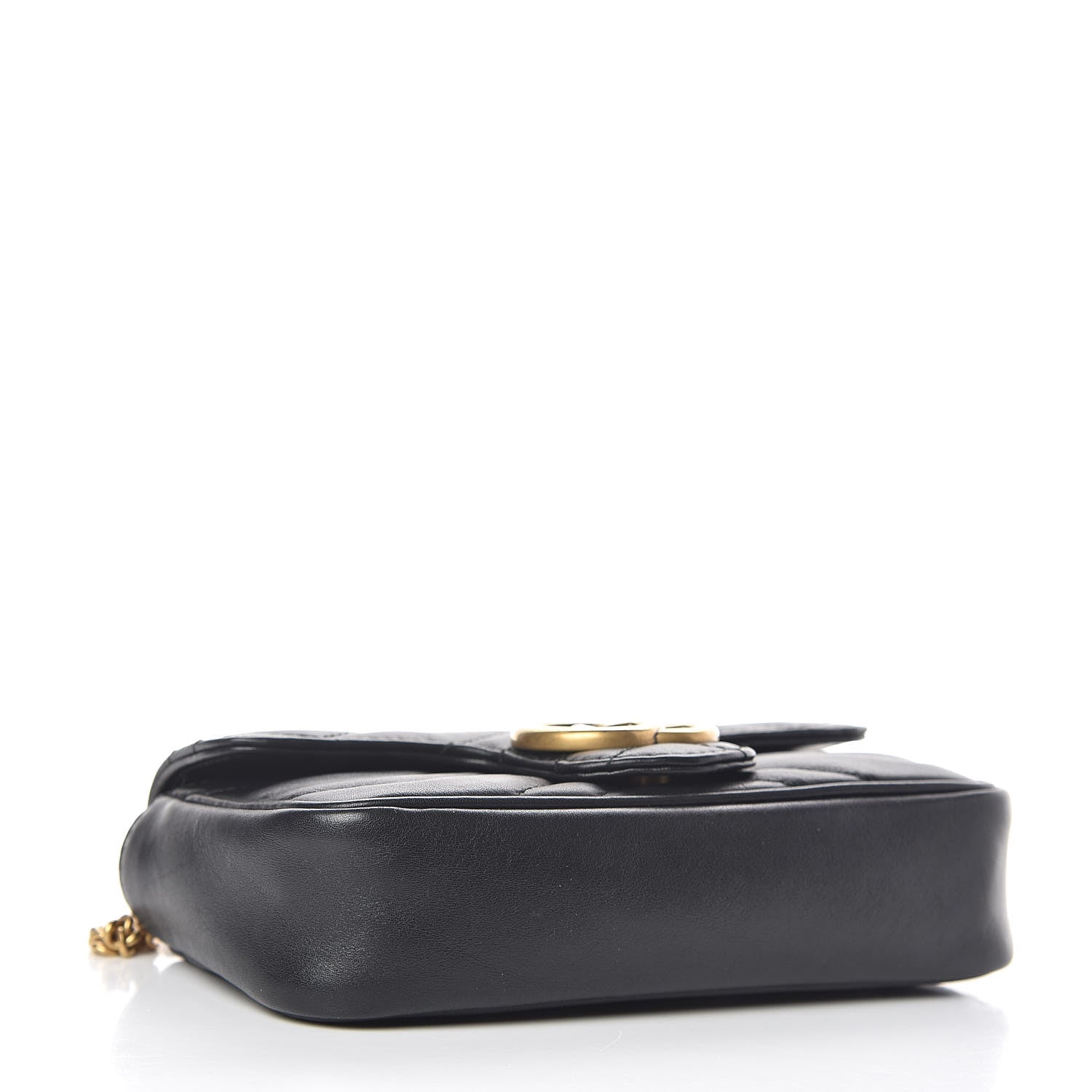 Gucci Calfskin Matelasse Super Mini GG Marmont Shoulder Bag Black 4 of 11