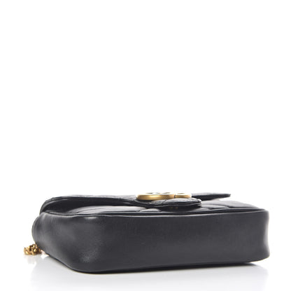 Gucci Calfskin Matelasse Super Mini GG Marmont Shoulder Bag Black 4 of 11