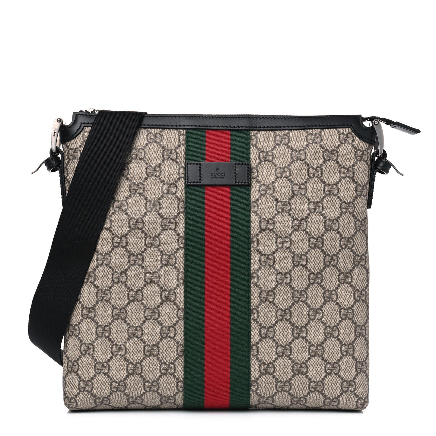 GG Supreme Monogram Web Messenger Bag Black