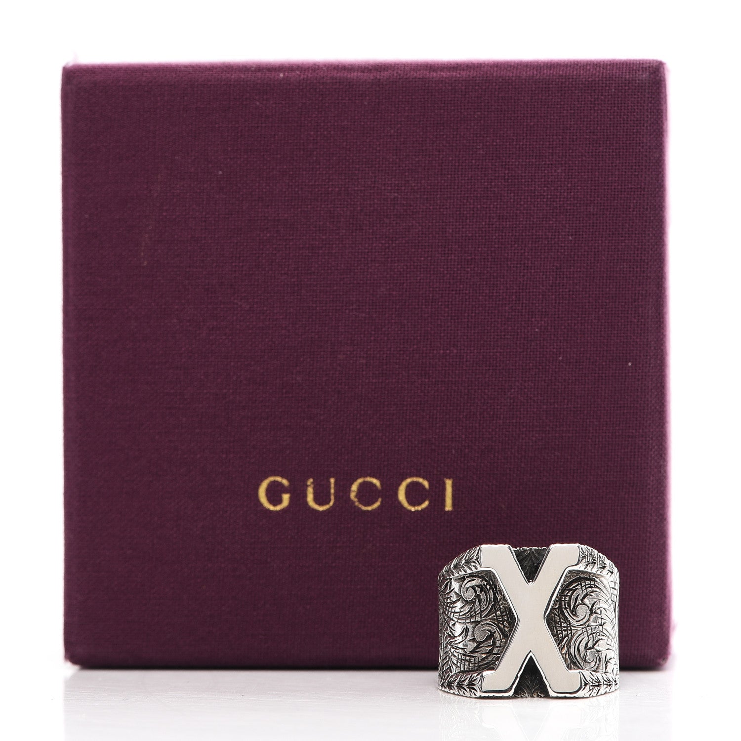 Gucci Sterling Silver Letter X Ring 66 11.5 9 of 9