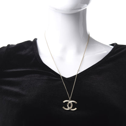 Chanel Pearl Crystal Feather CC Pendant Necklace Gold 2 of 5