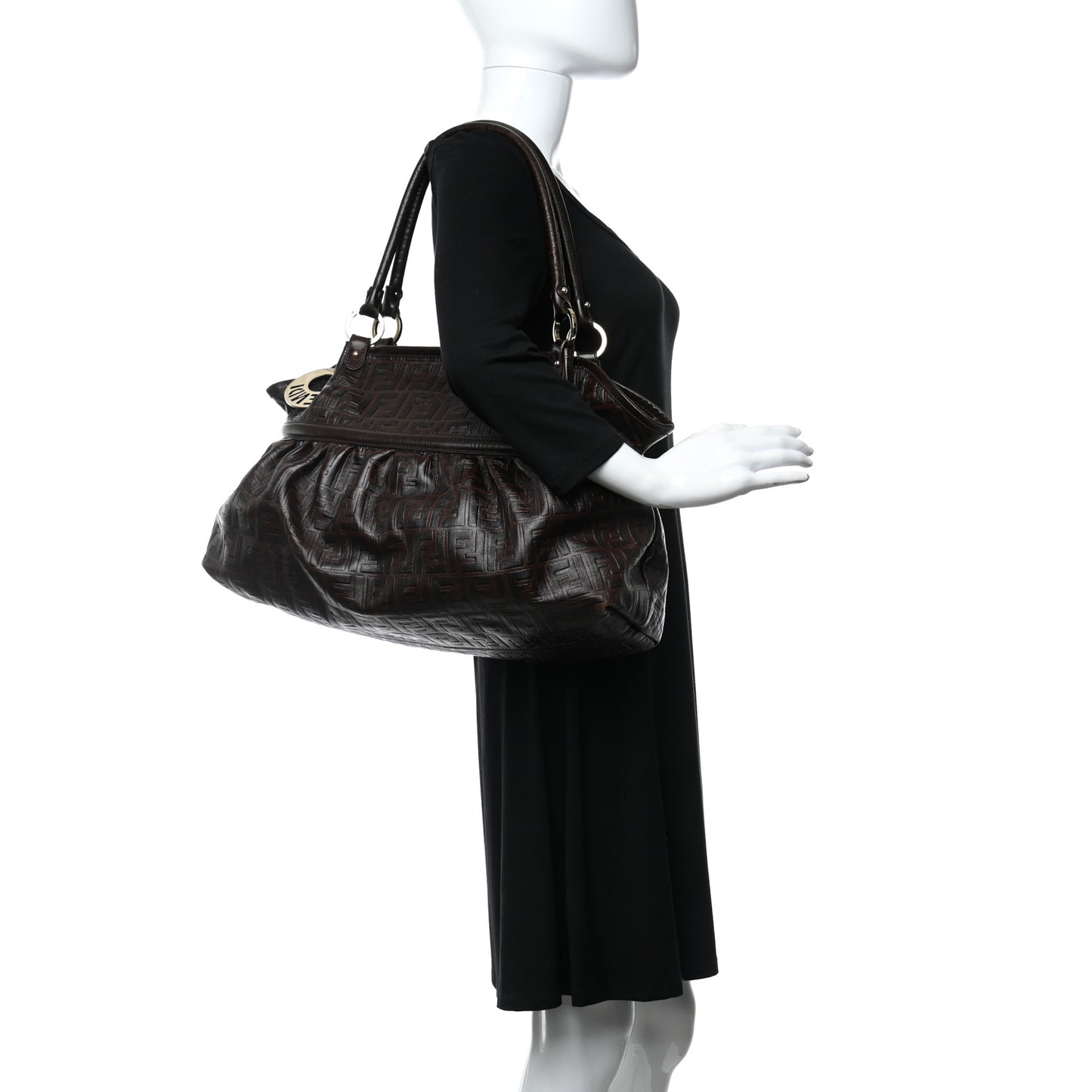 Vitello Bottalato FF Embossed Large Chef Shopper Tote Chocolate
