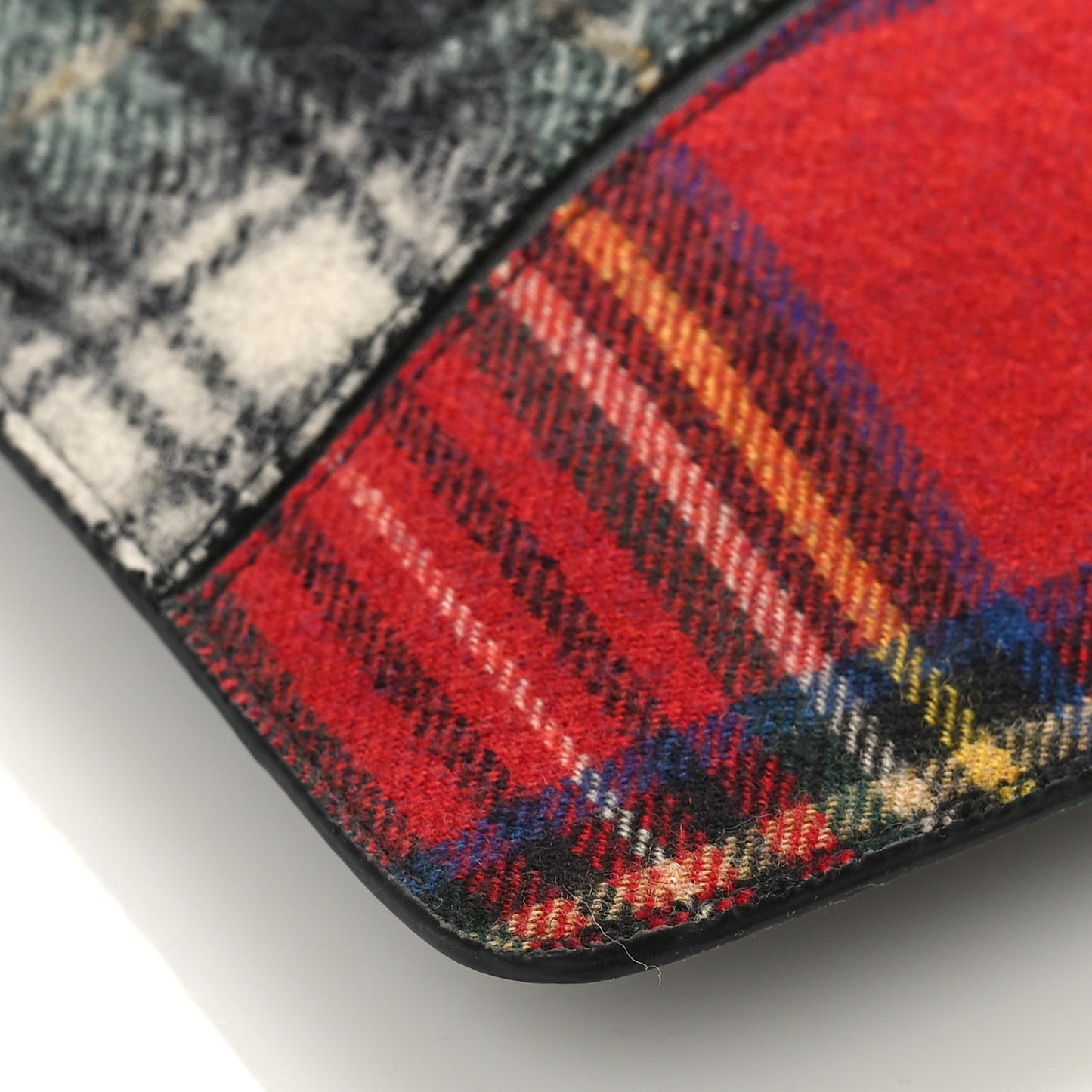 Wool Calfskin Puzzle Flat Pouch Black Multicolor