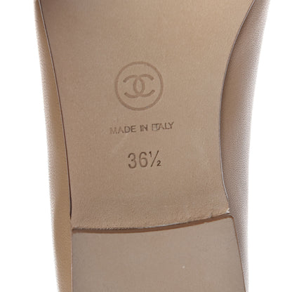 Chanel Lambskin Cap Toe CC Ballerina Flats 36.5 Beige 7 of 10
