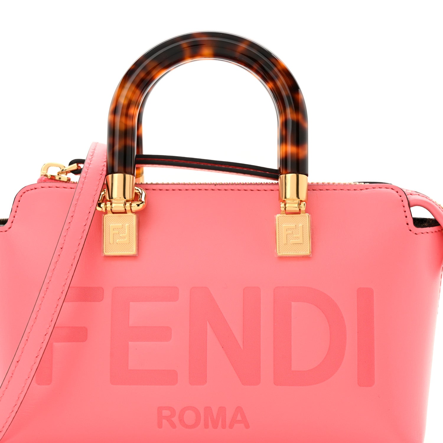 Fendi Vitello King Plexiglass Logo Embossed Mini By The Way Top Handle Boston Bag Pink Dalia 8 of 11
