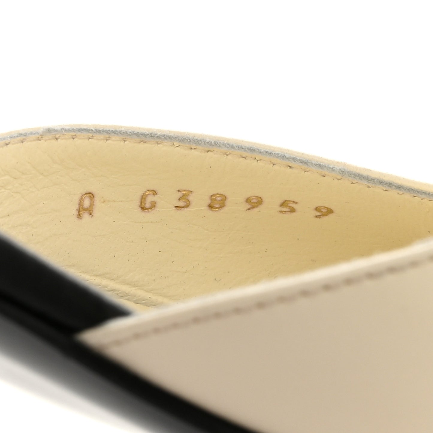 Lambskin Cap Toe CC Ankle Strap Flats 38.5 Ivory Black