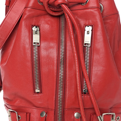 Saint Laurent Calfskin Medium Rider Bucket Bag Red 9 of 9