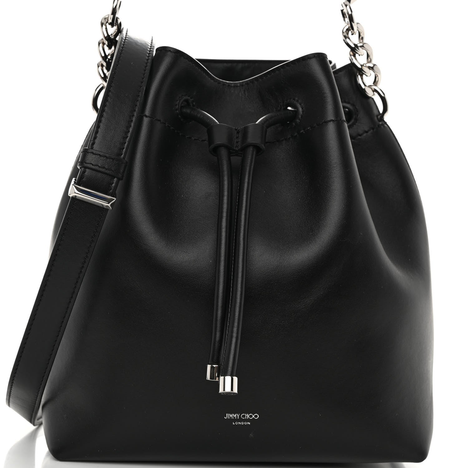 Jimmy Choo Smooth Shiny Calfskin Bon Bon Bucket Bag Black 7 of 10
