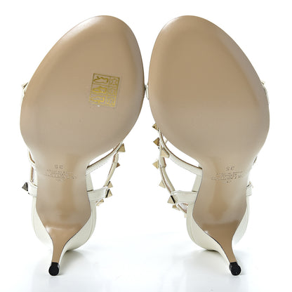 Valentino Garavani Patent Rockstud Gladiator Mid-Heel Sandals 35 Ivory 6 of 9
