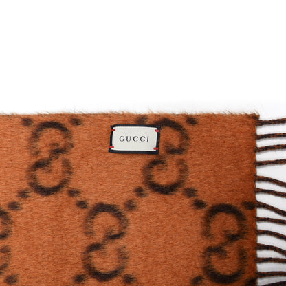 Gucci Wool Alpaca GG Monogram Big GG Rock Scarf Tangerine Brown 3 of 4