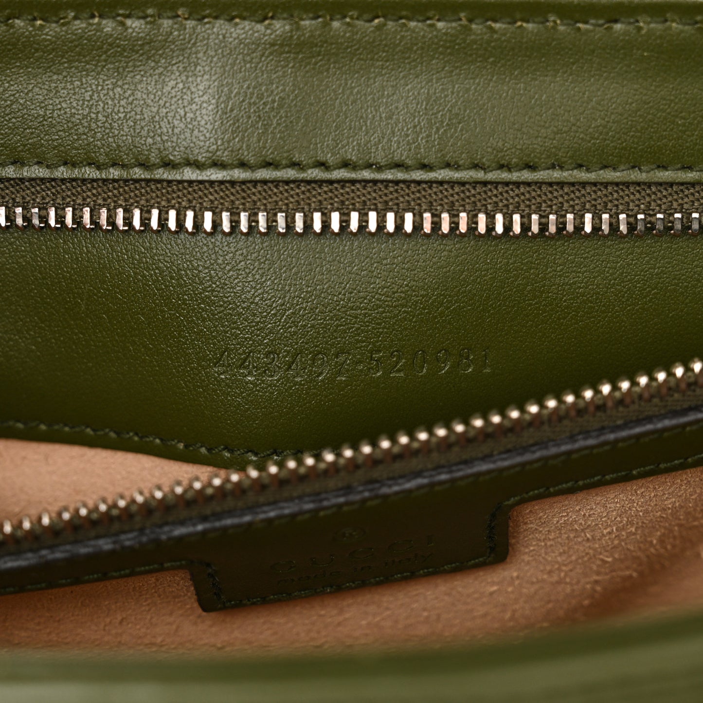 Calfskin Matelasse Aria Small GG Marmont Shoulder Bag Military Wood
