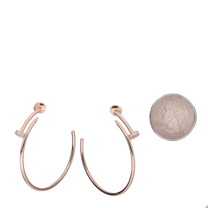 Cartier 18K Pink Gold Diamond Juste Un Clou Hoop Earrings 2 of 5