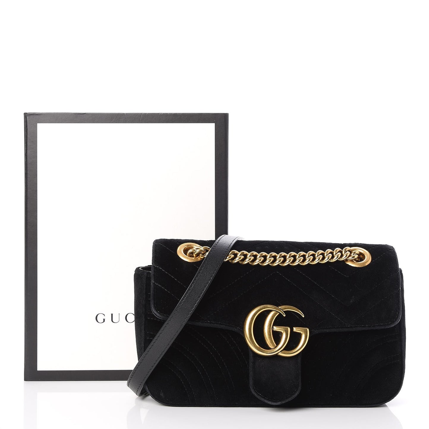 Velvet Matelasse Mini GG Marmont Shoulder Bag Black