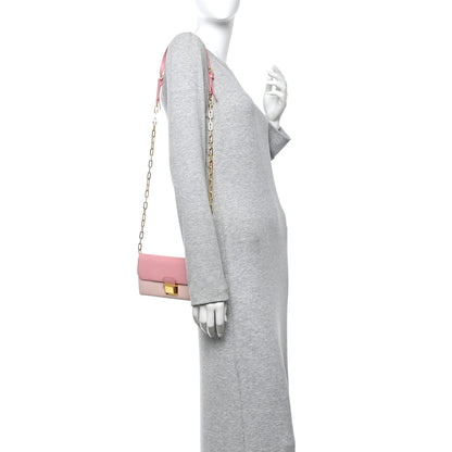Miu Miu Goatskin Madras Bicolor Wallet On Chain Rosa Gemma 2 of 11