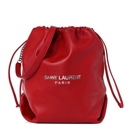 Saint Laurent Lambskin Teddy Drawstring Bag Eros Red 3 of 12