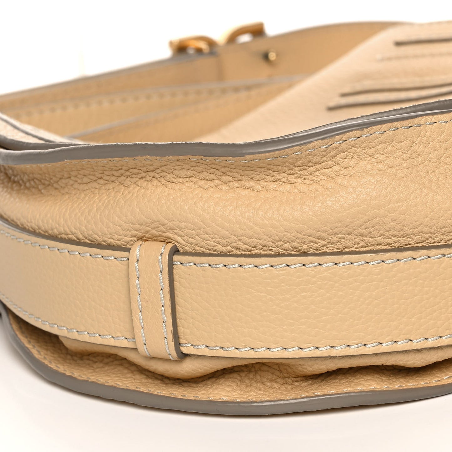 Grained Calfskin Medium Marcie Saddle Bag Cork Beige
