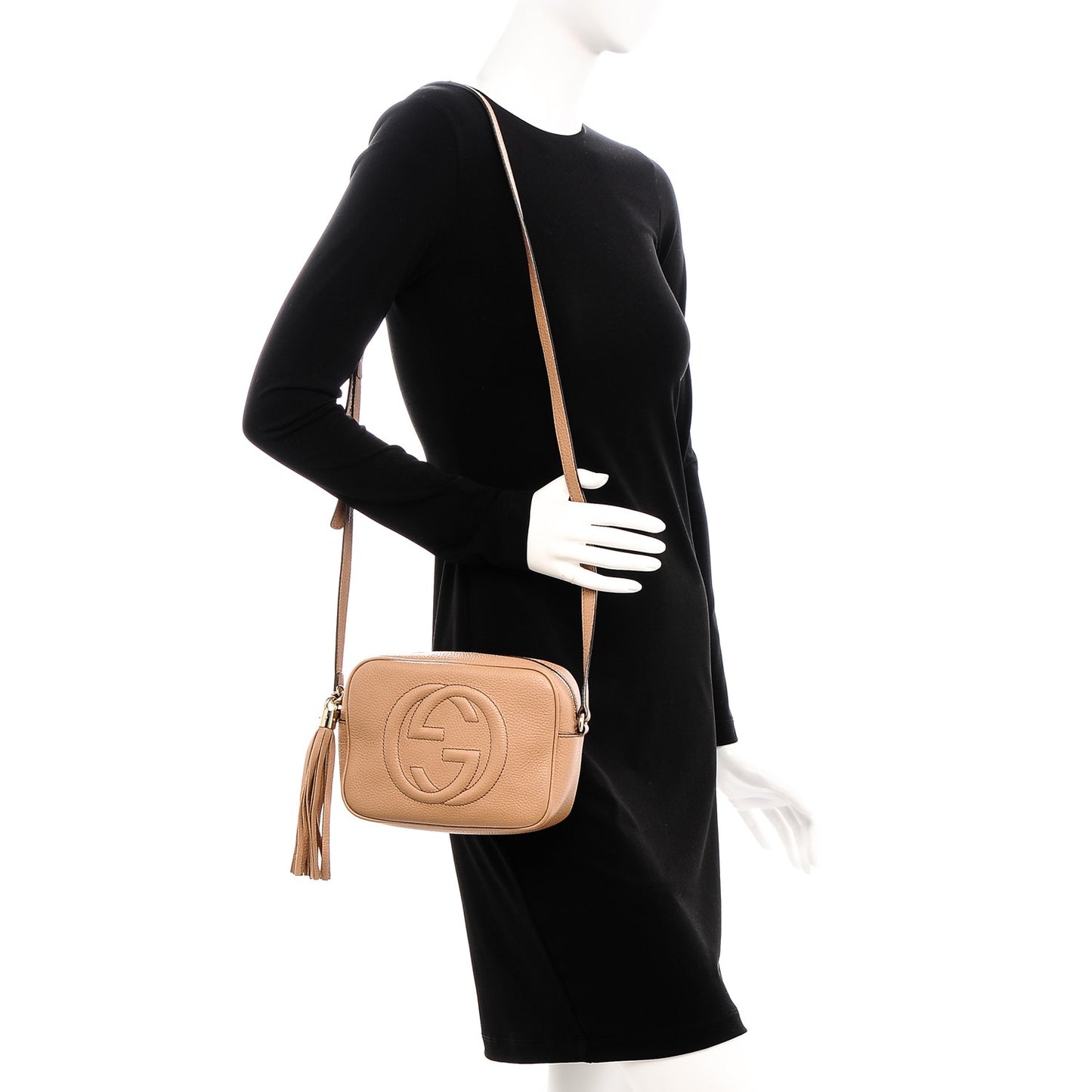 Pebbled Calfskin Small Soho Disco Bag Rose Beige