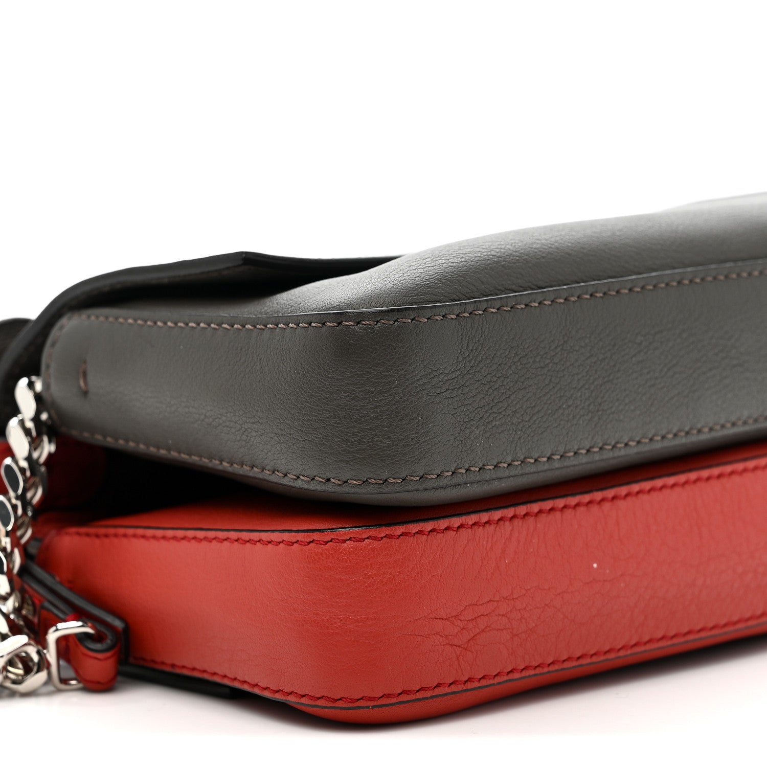 Fendi Vitello Dolce Flowerland Bi-Color Studded Micro Double Baguette Bloody Mary Carbone 10 of 11