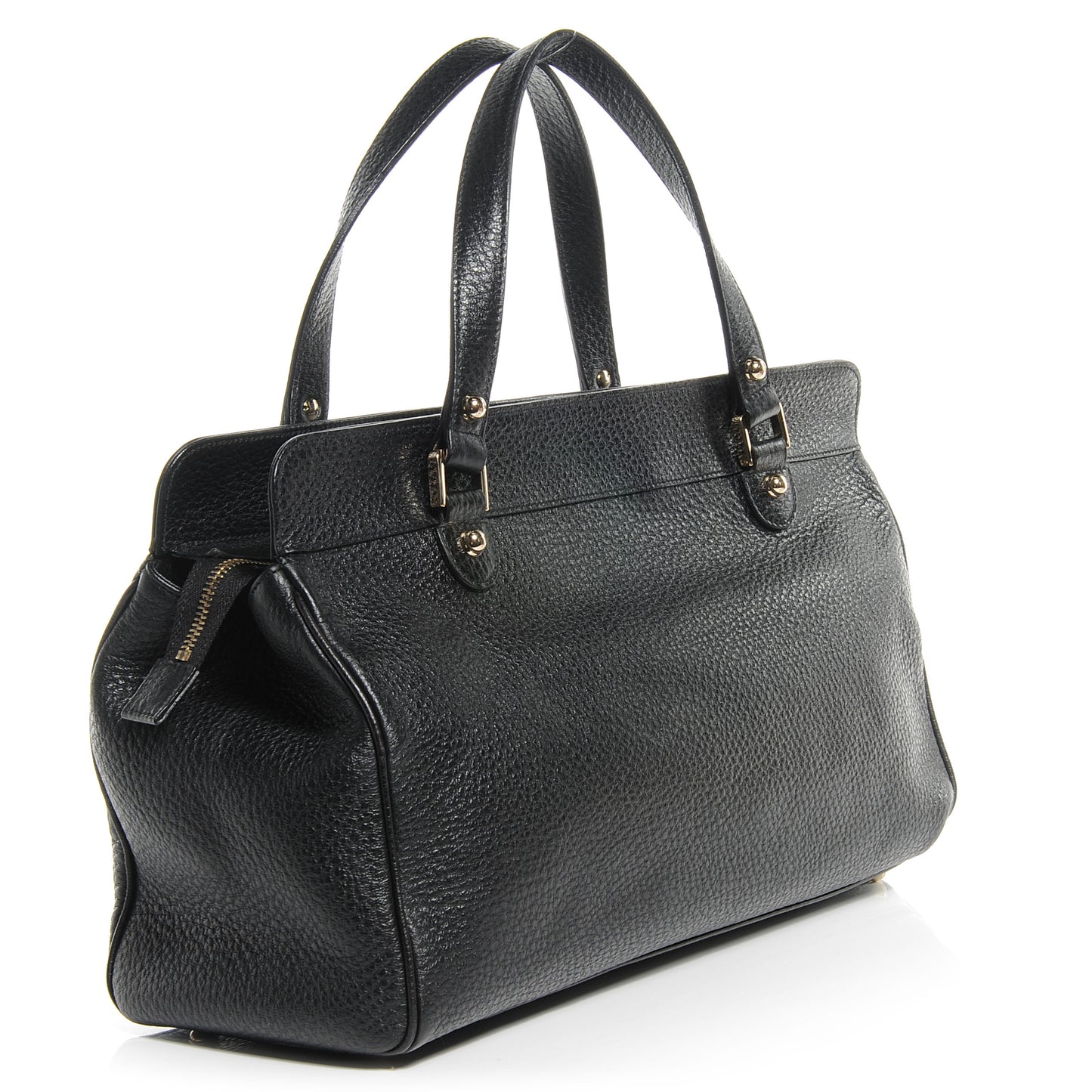 Leather Blondie Web Satchel Black