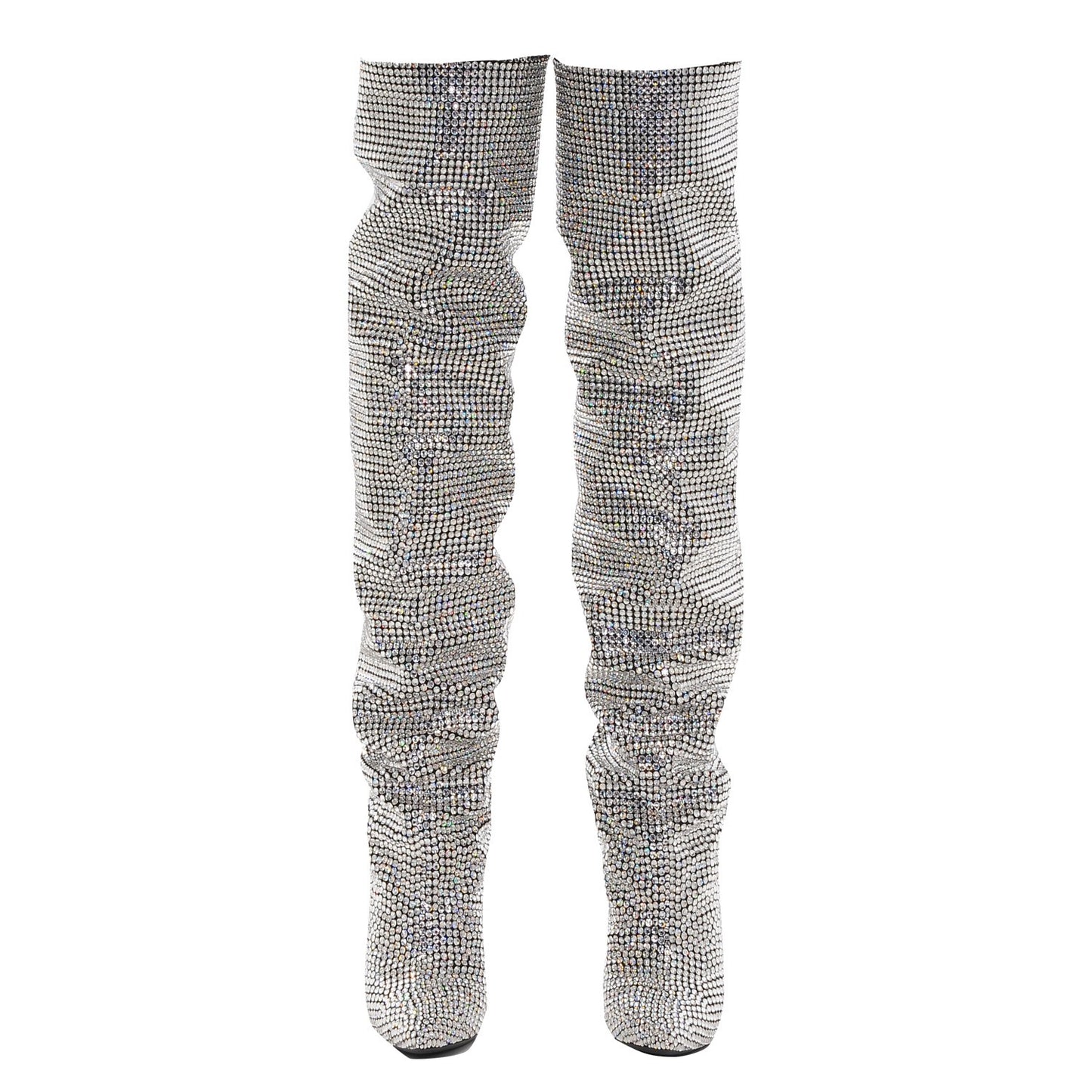 Swarovski Crystal Embellished Niki 105 Thigh High Boots 38