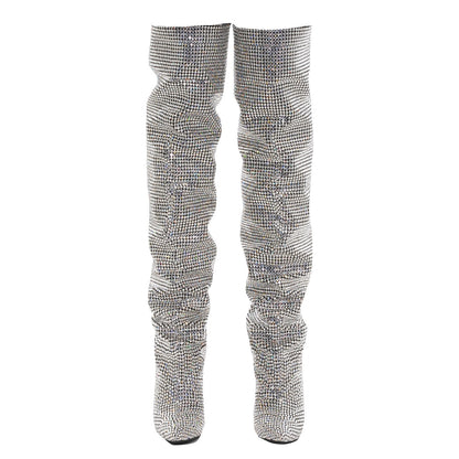 Saint Laurent Swarovski Crystal Embellished Niki 105 Thigh High Boots 38 2 of 7