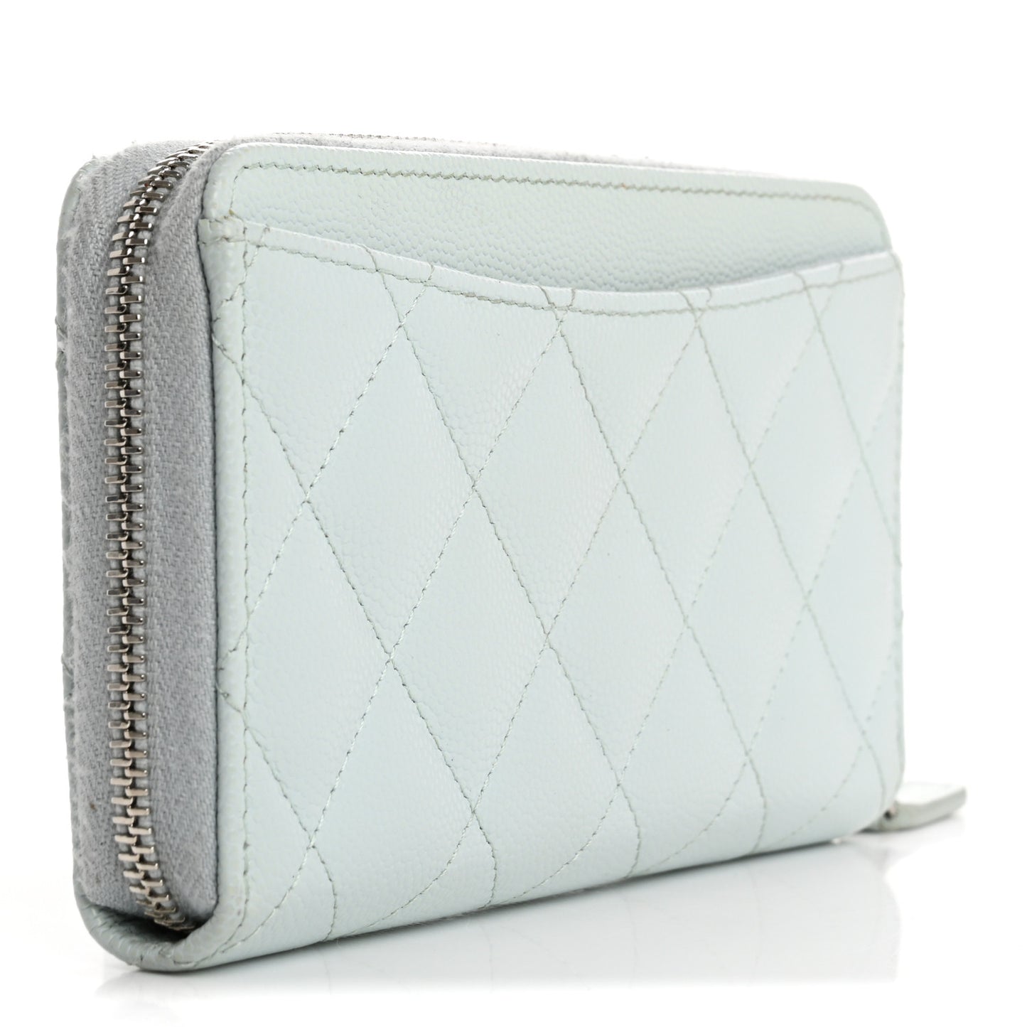 Caviar Quilted Medium Zip Around Wallet Light Blue