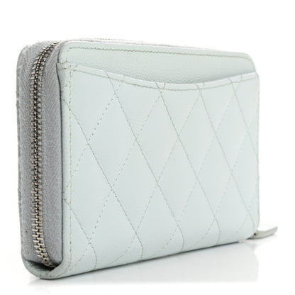 Chanel Caviar Quilted Medium Zip Around Wallet Light Blue 3 of 12