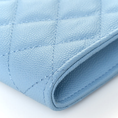 Chanel Caviar Quilted Crystal CC Airpods Pro and Phone Case With Chain Light Blue 10 of 17