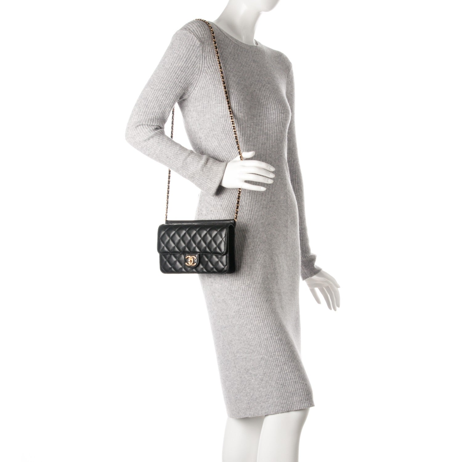 Chanel Lambskin Quilted Medium Crossing Times Flap Black 2 of 8