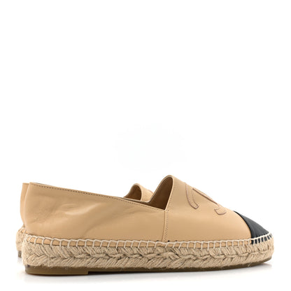 Chanel Lambskin CC Espadrilles 39 Beige Black 4 of 11