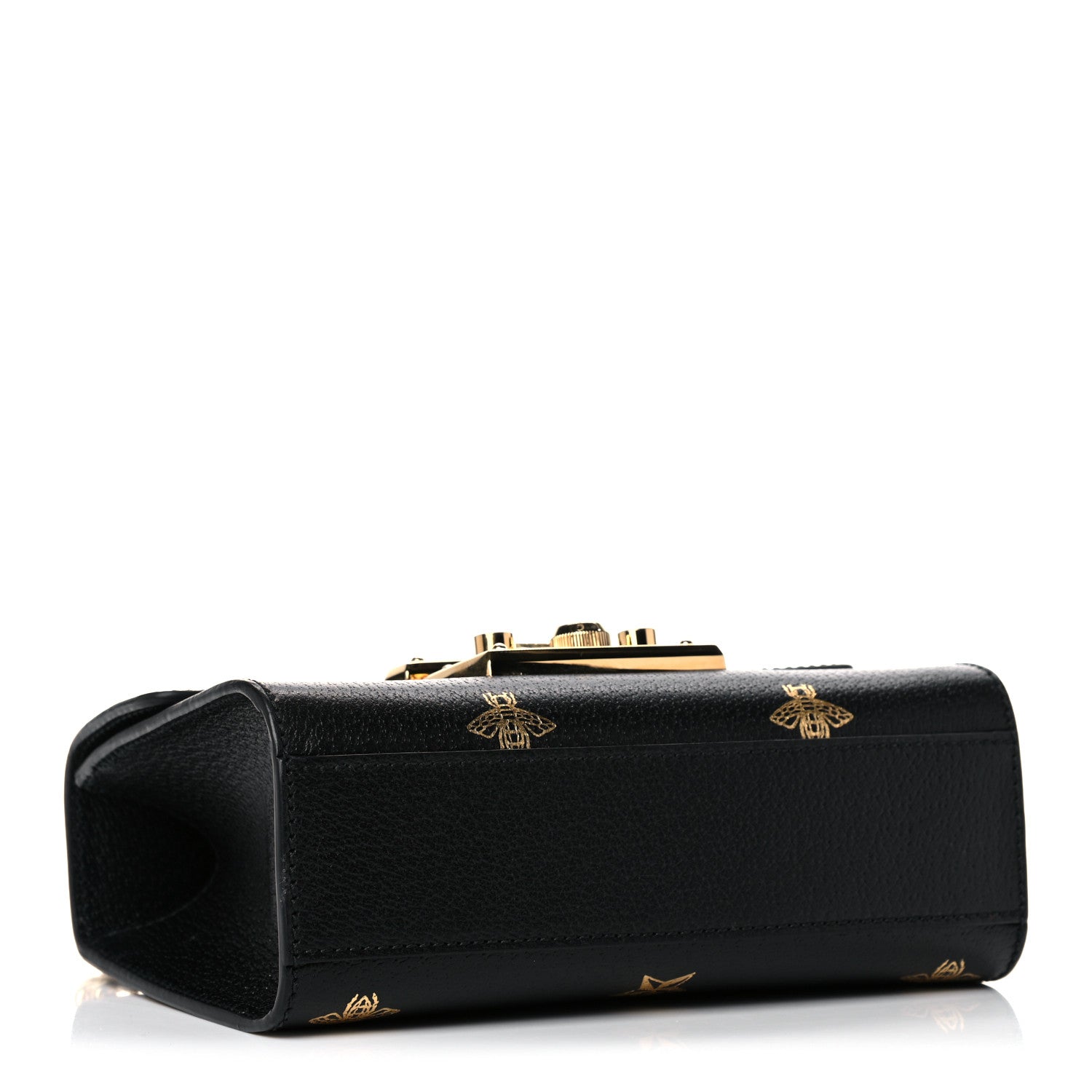 Gucci Grained Calfskin Bee Star Small Padlock Shoulder Bag Black 3 of 10