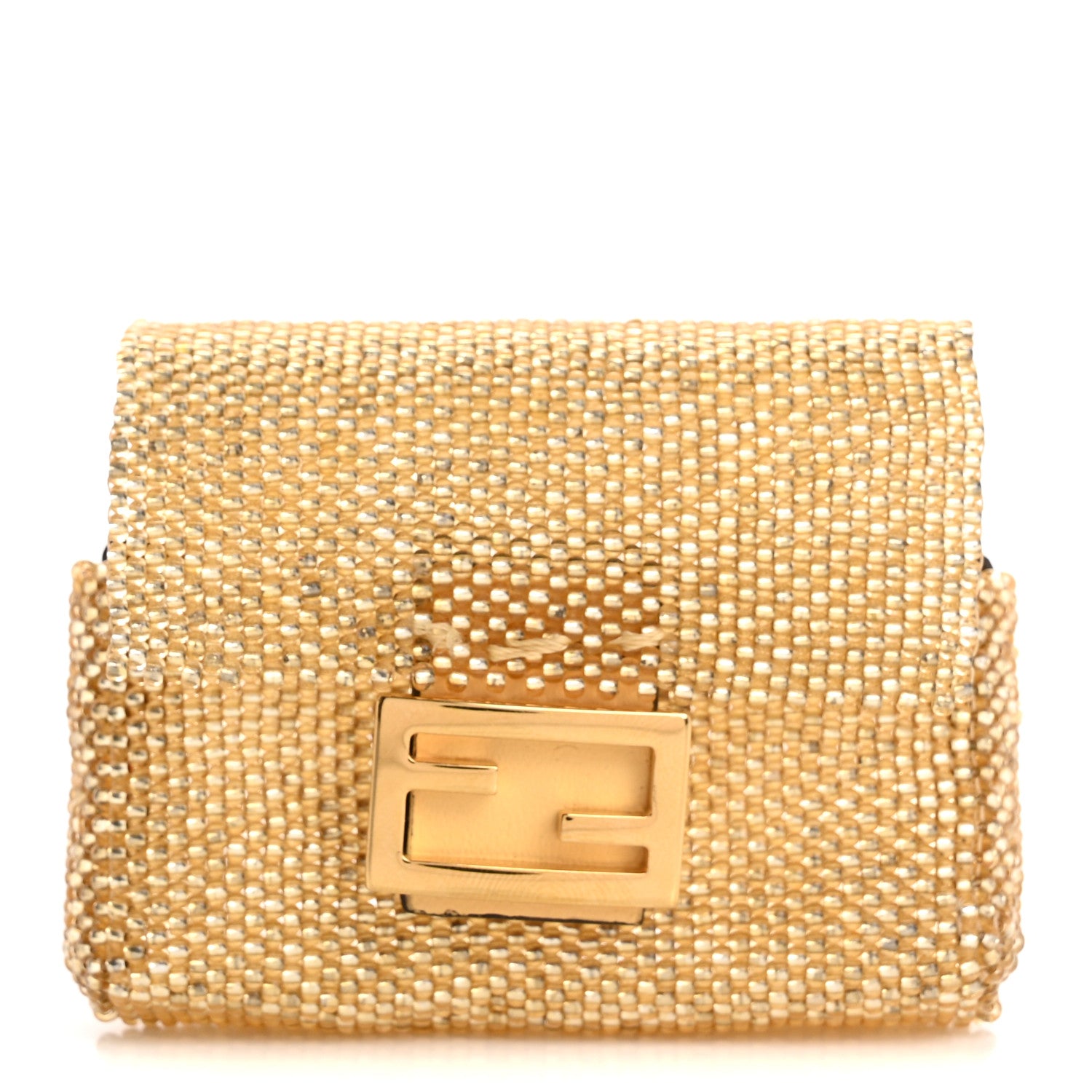 Fendi Glass Vitello King Beaded Mini Pico Baguette Charm Semolino