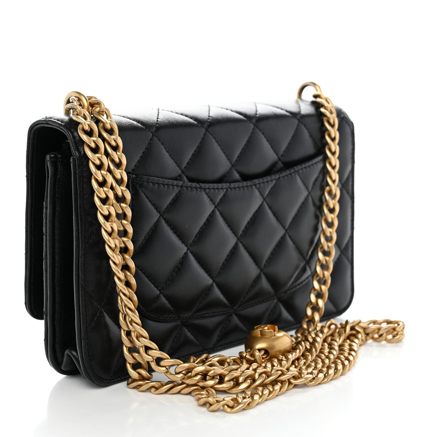 Chanel Lambskin Quilted Sweetheart Wallet On Chain WOC Black 3 of 14