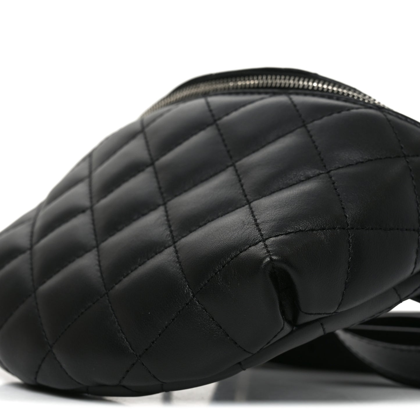Calfskin Quilted Waist Belt Bag Black