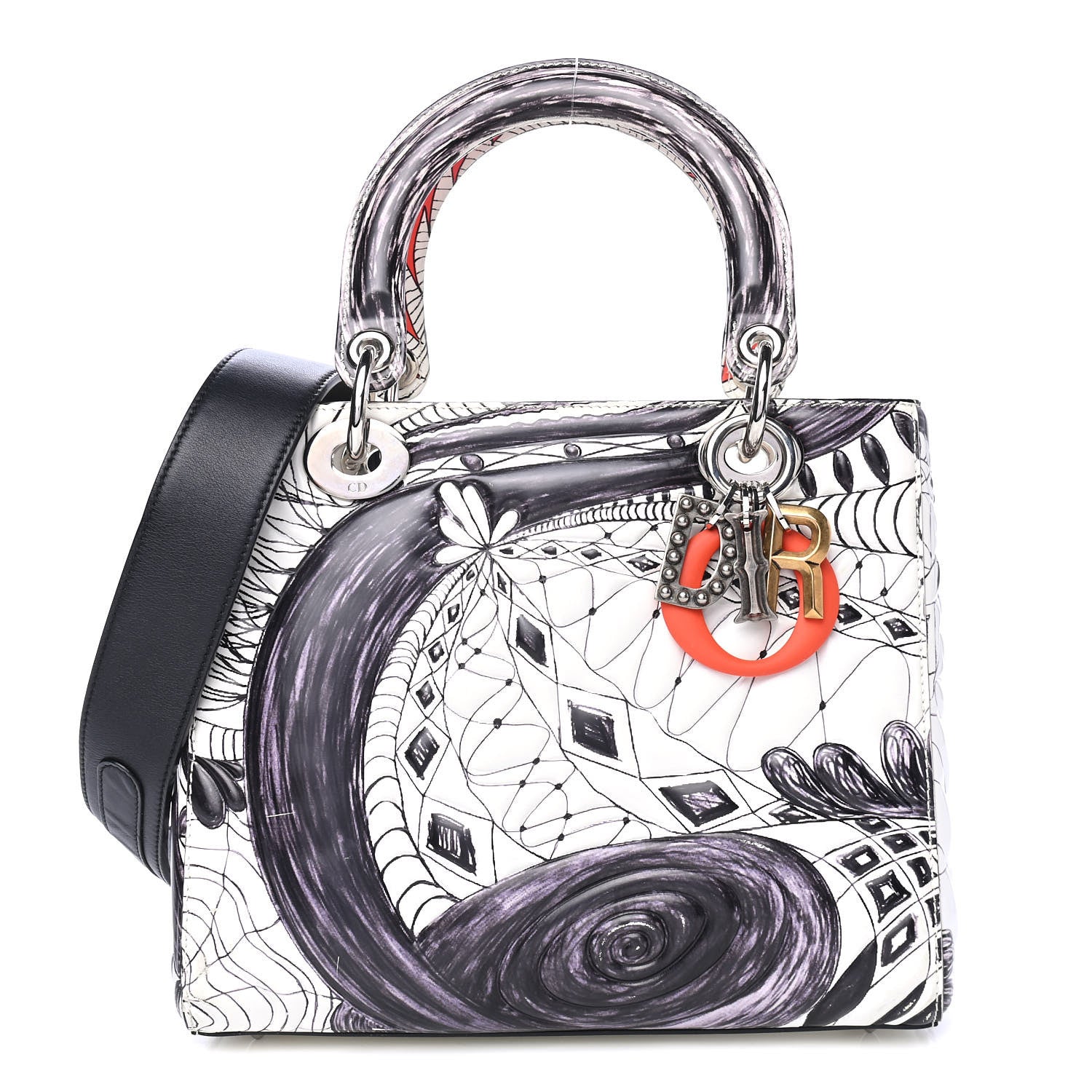 Christian Dior Calfskin Quilted Jack Pierson Art Lady Dior White Black Multicolor 1 of 4