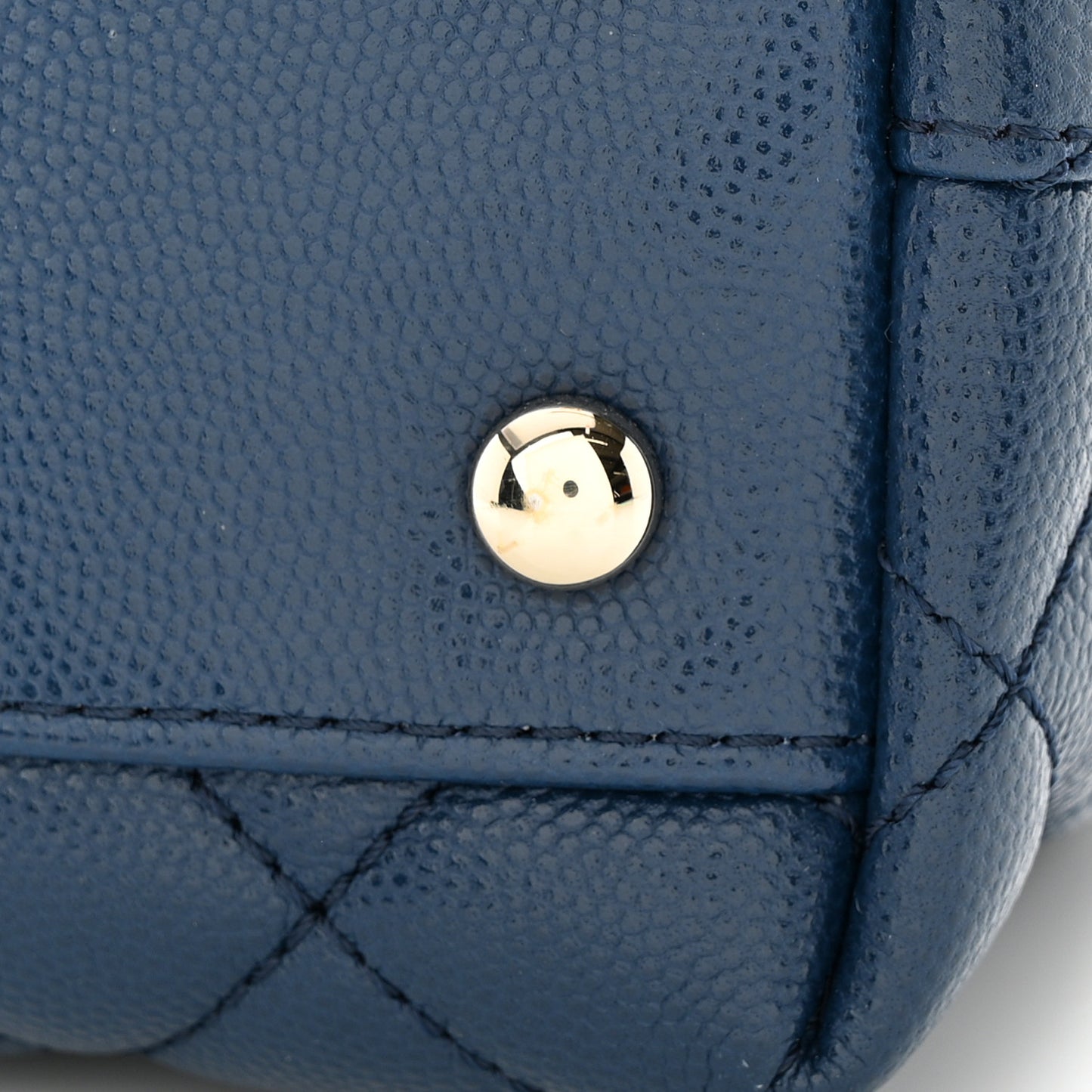 Caviar Quilted Lizard Embossed Mini Coco Handle Flap Navy Blue
