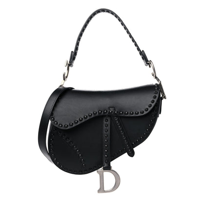 Christian Dior Calfskin Studded Saddle Bag With Strap Black 1 of 10