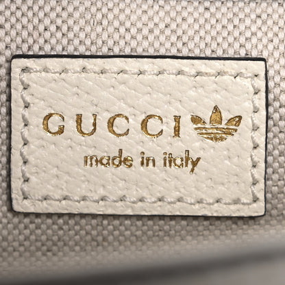 Gucci X ADIDAS Textured Dollar Calfskin Web Trefoil Mini Horsebit 1955 Shoulder Bag Off White Black 6 of 10