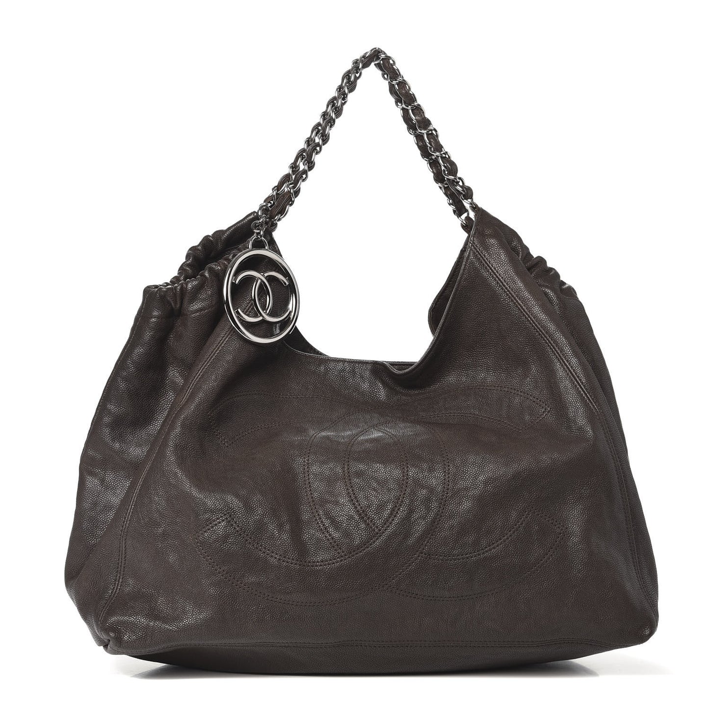 Distressed Caviar XL Coco Cabas Brown