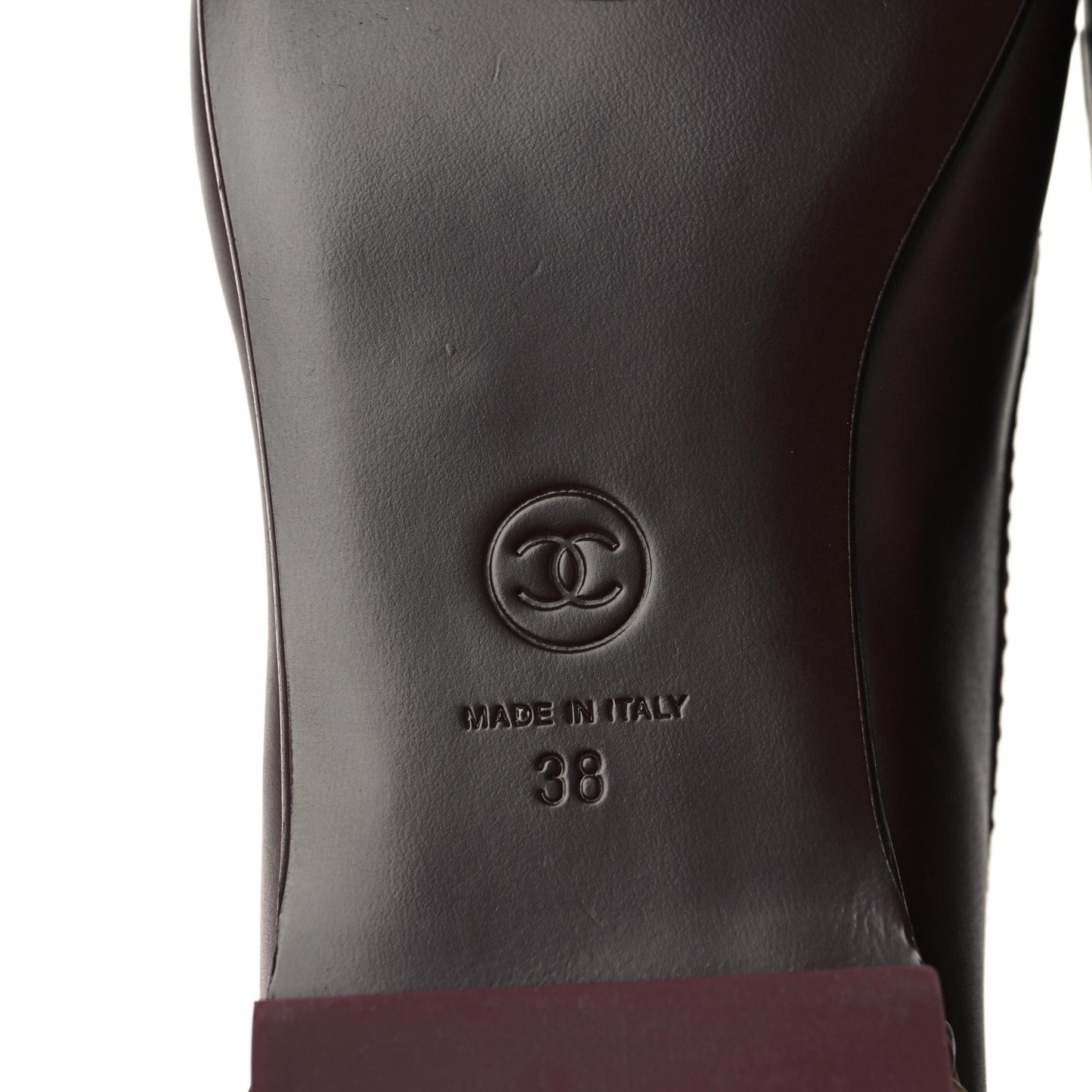Calfskin CC Chain Mocassin Loafers 38 Burgundy
