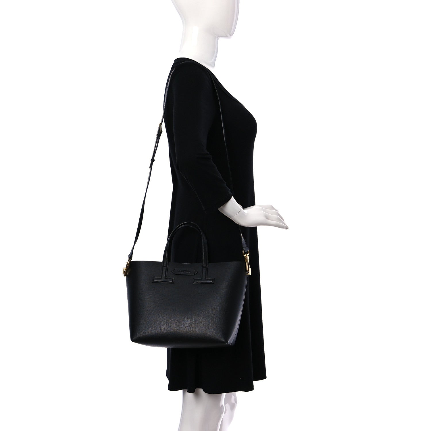 Tom Ford Saffiano Mini T Tote Black 5 of 24
