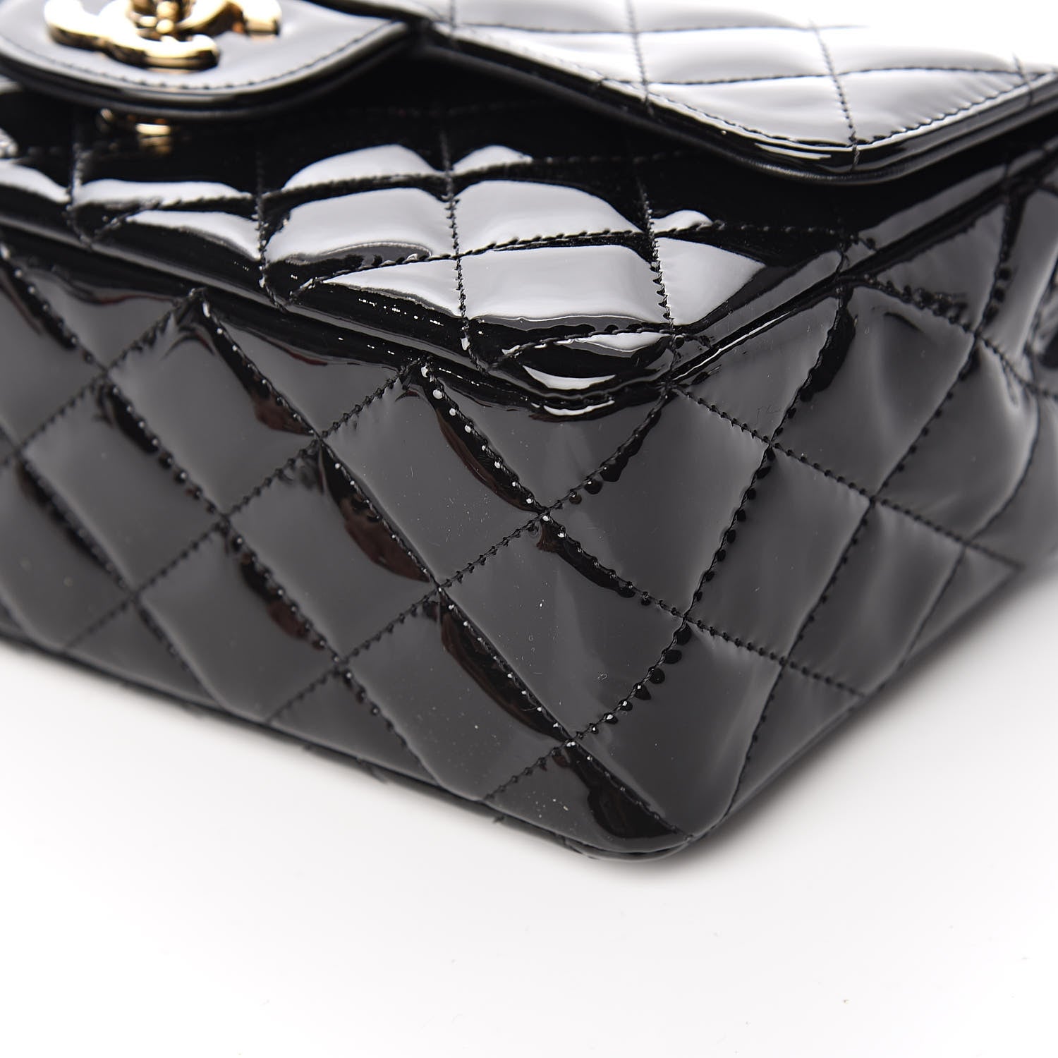 Chanel Patent Calfskin Quilted Mini Rectangular Flap Black 9 of 10