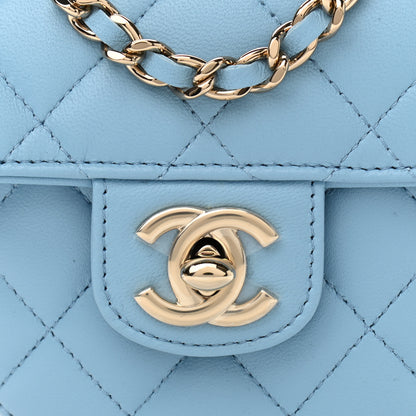 Chanel Lambskin Quilted CC In Love Heart Clutch With Chain Light Blue 8 of 11