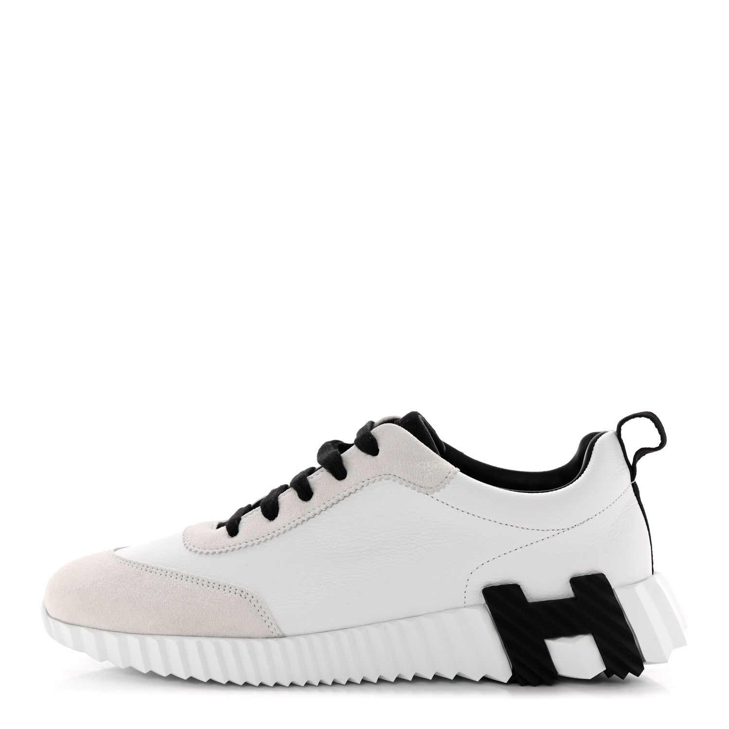 Hermes Goatskin Suede Goatskin Bouncing Sneakers 39 White Black 1 of 7
