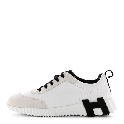 Hermes Goatskin Suede Goatskin Bouncing Sneakers 39 White Black 1 of 7