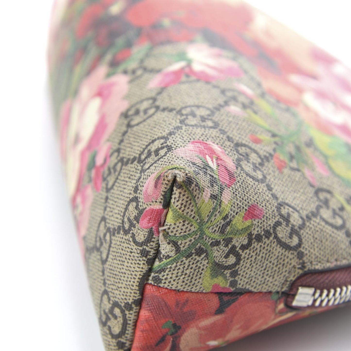 GG Supreme Monogram Blooms Large Pouch Cosmetic Case Beige Multicolor Dry Rose